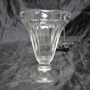 VINTAGE 50'S TO 70'S RETRO ICECREAM SUNDAE GLASS FLUTED CLEAR RIBBED GLASS